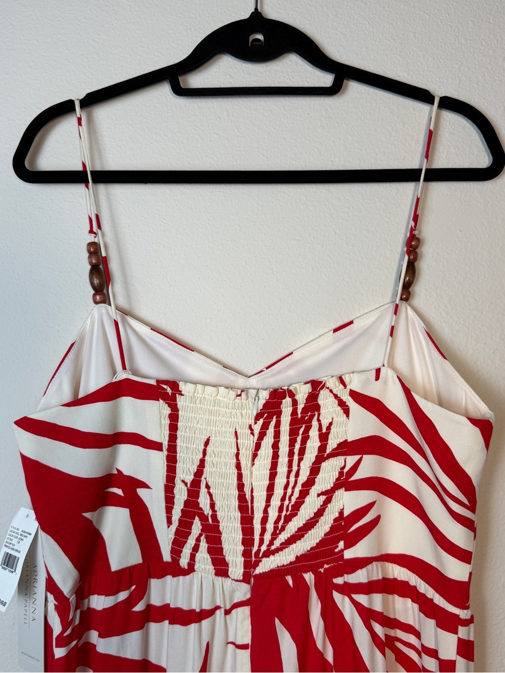 Adrianna Papell NWT Printed Maxi Dress Sz 14 Red Ivory Spaghetti Strap Boho - Picture 5 of 11